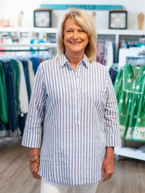 3/4 Sleeve Stripe Tunic Top by Boho Chic