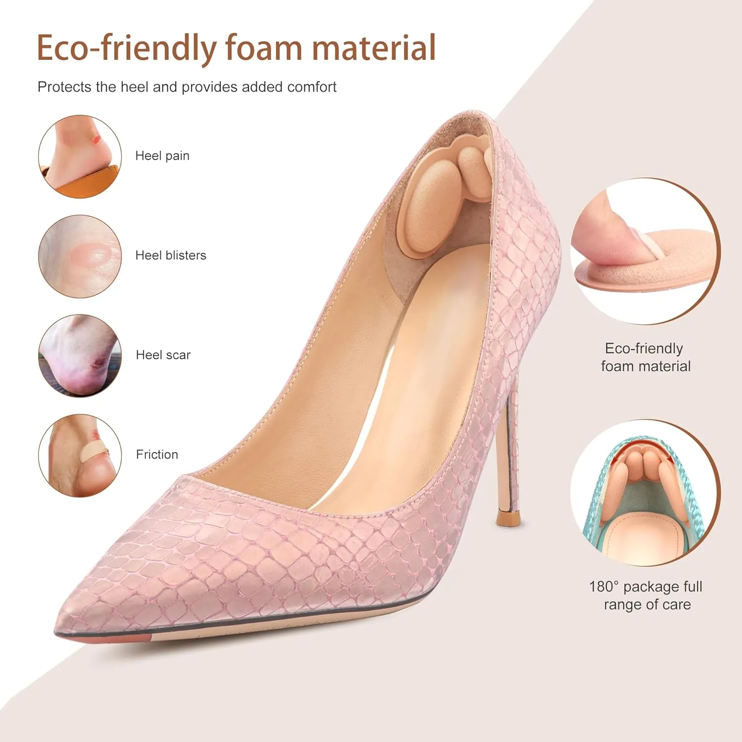 4 Pairs Rosy Brown Heel Pads for Shoes - Prevent Blisters & Enhance Fit