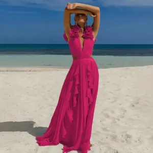 Amour Set – Pink – Ruffled swimsuit and long skirt
