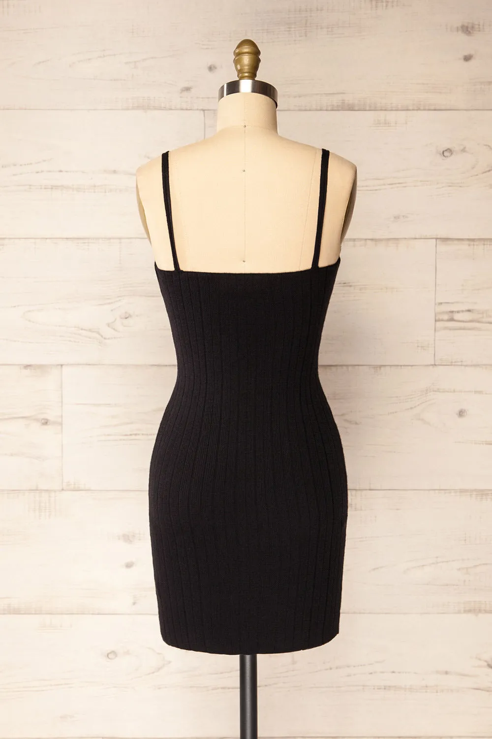 Antibes Black | Short Ribbed Knit Dress