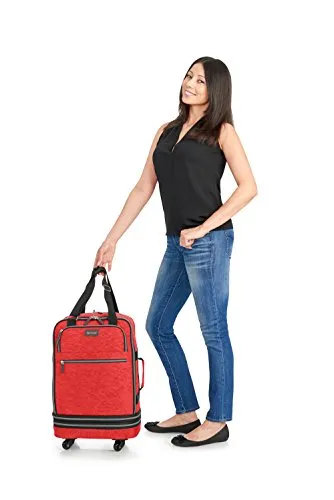 Biaggi Zipsak Boost Carry-On Suitcase - Compact Luggage Expands 22-Inches to 28-Inches - As Seen on Shark Tank - Red