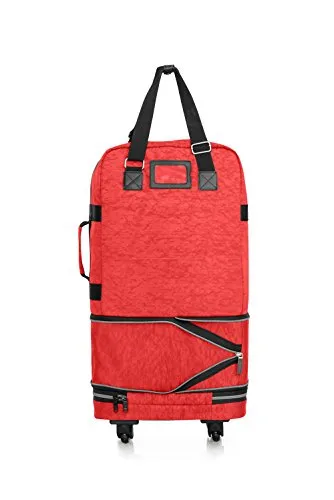 Biaggi Zipsak Boost Carry-On Suitcase - Compact Luggage Expands 22-Inches to 28-Inches - As Seen on Shark Tank - Red