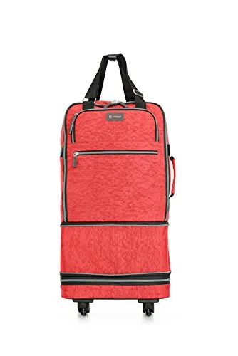 Biaggi Zipsak Boost Carry-On Suitcase - Compact Luggage Expands 22-Inches to 28-Inches - As Seen on Shark Tank - Red