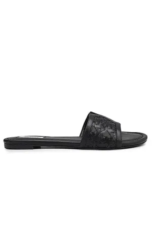 Black Woven Leather Sliders
