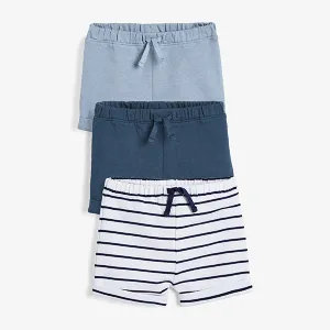Blue 3 Pack Shorts (0mths-18mths)