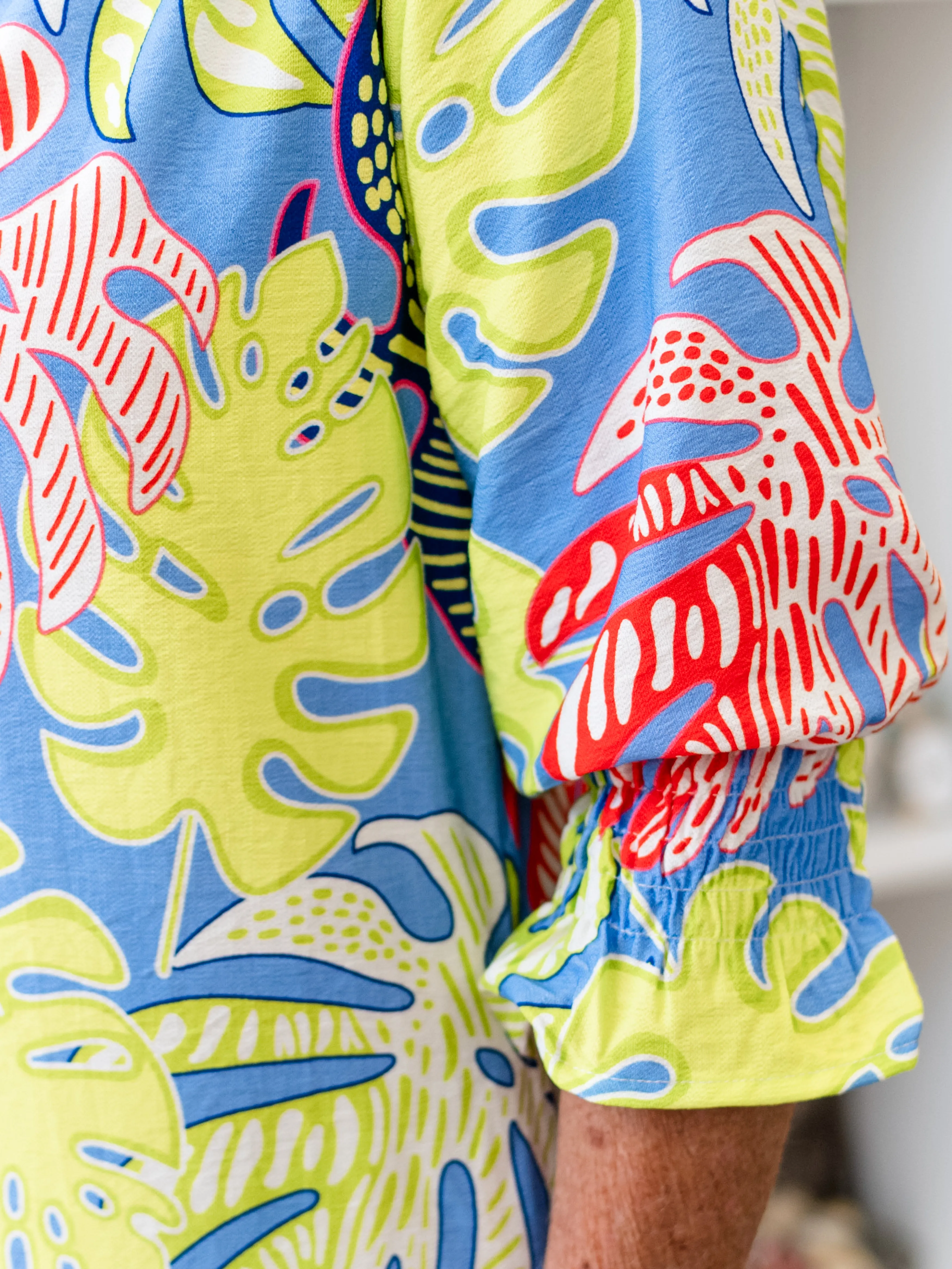 Bright Palm Button Down Dress by Boho Chic