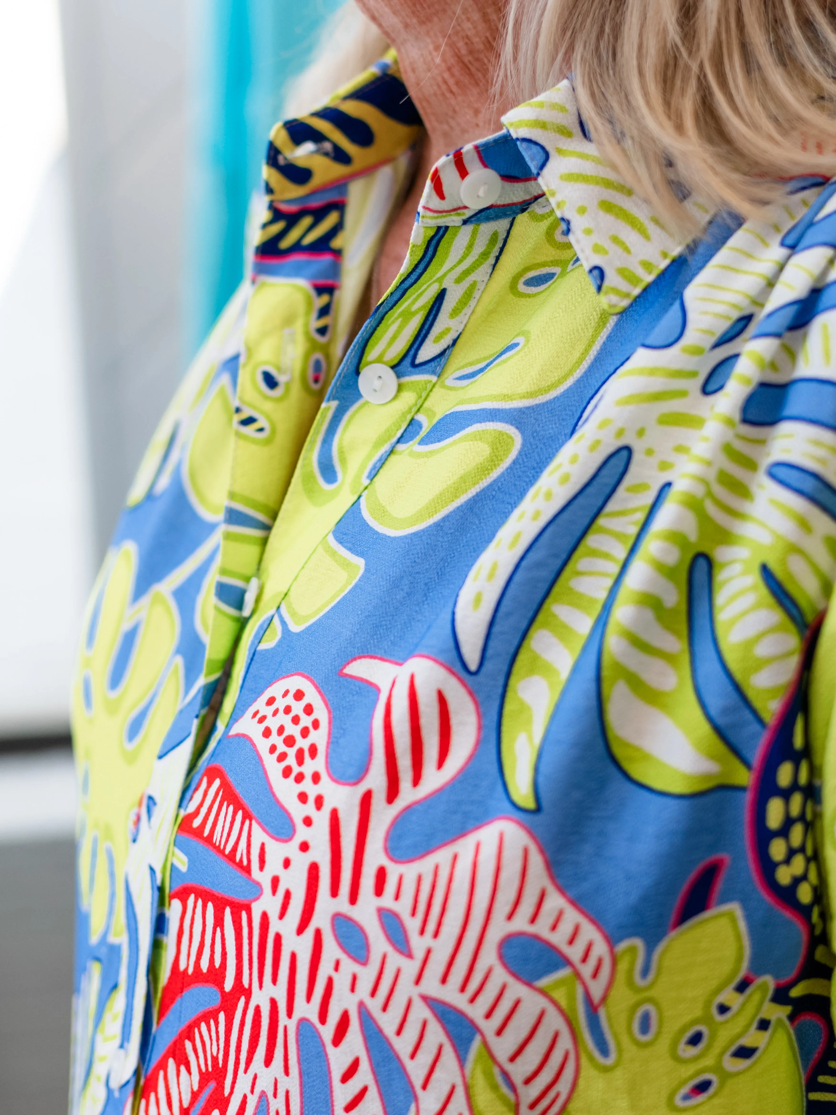 Bright Palm Button Down Dress by Boho Chic