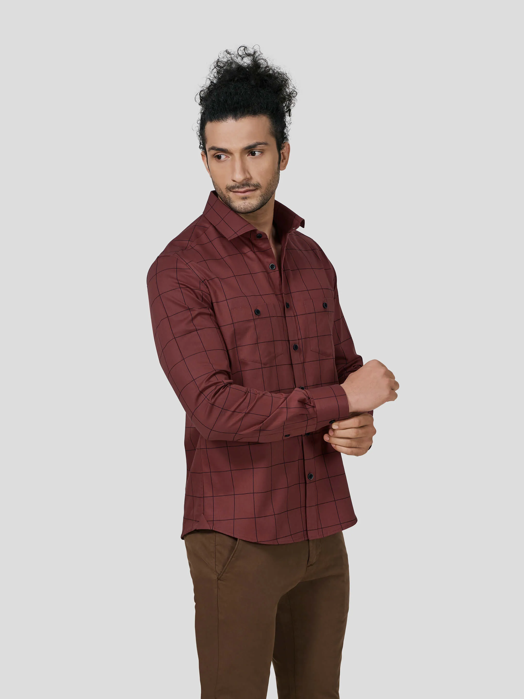Captiva Full Sleeve Untuck Fit Check Shirt