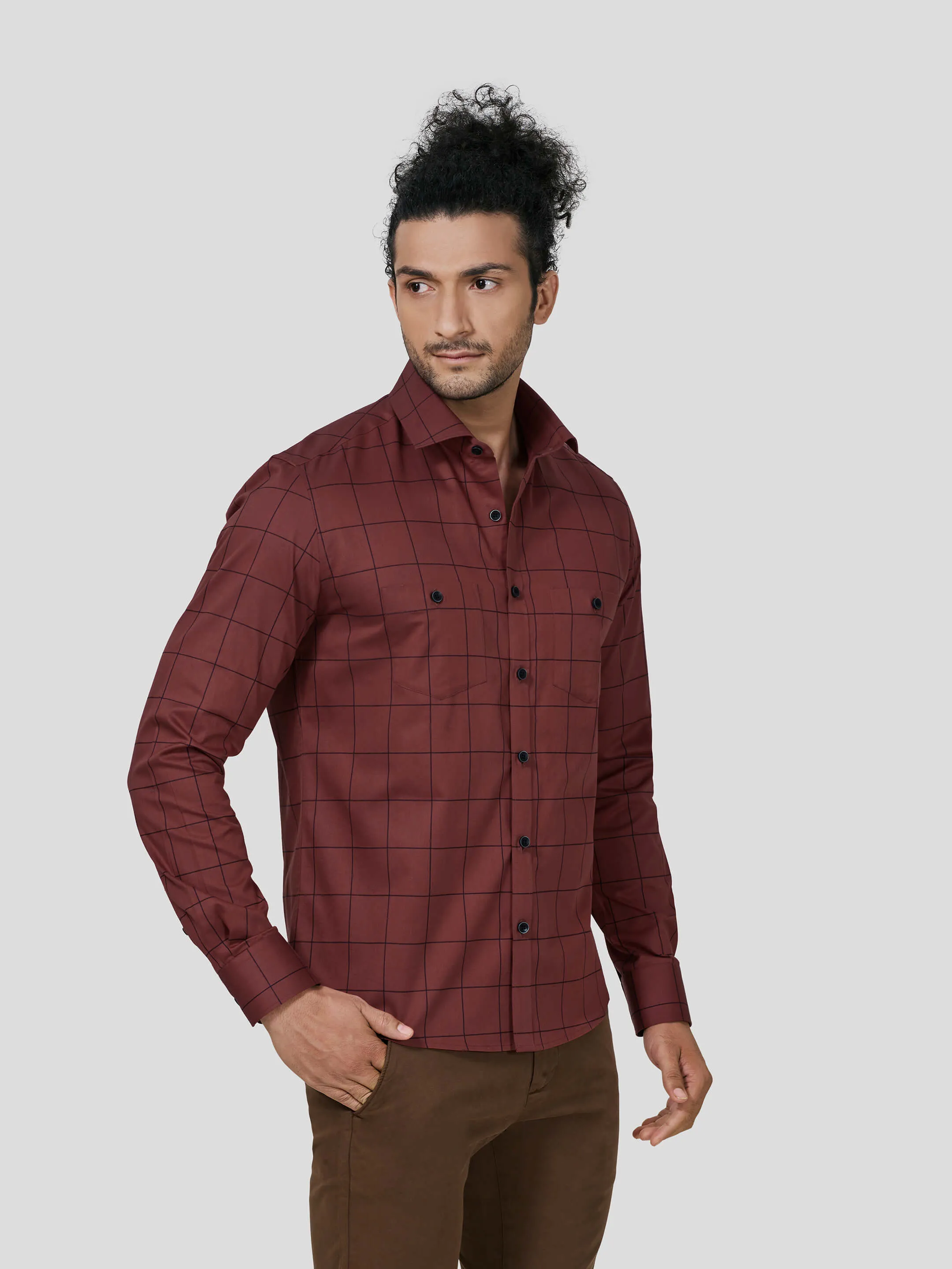 Captiva Full Sleeve Untuck Fit Check Shirt