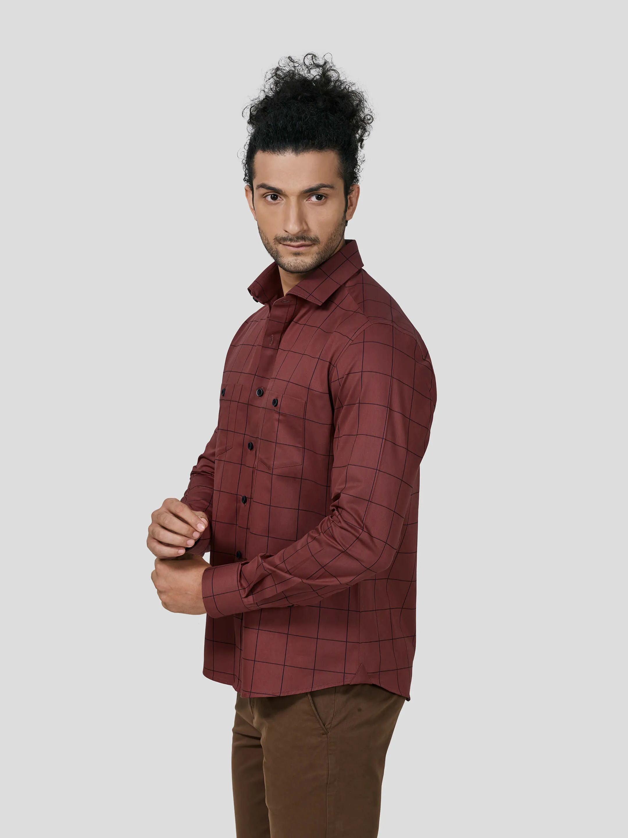 Captiva Full Sleeve Untuck Fit Check Shirt