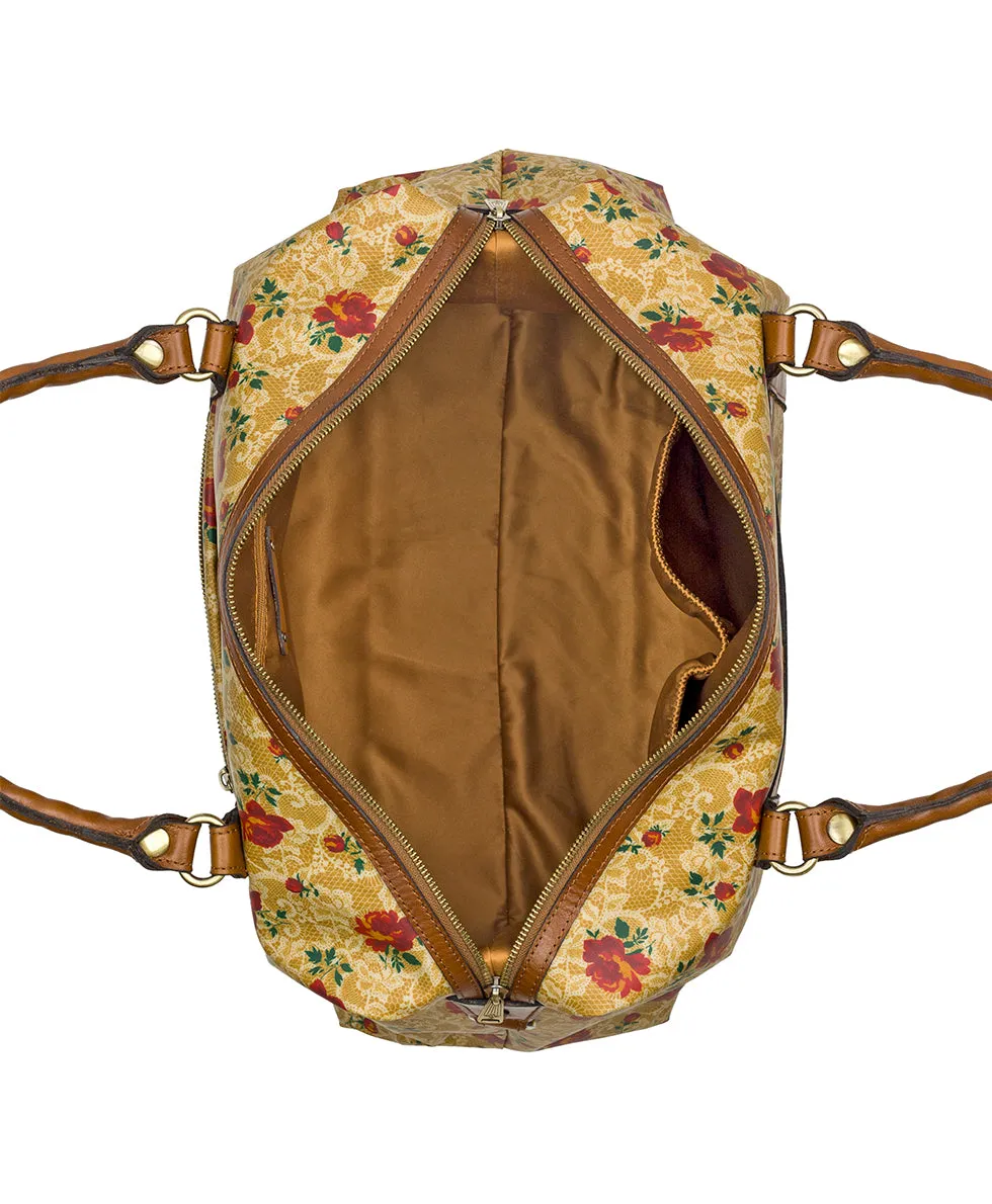 Cerasella Overnighter -  Patina Coated Linen Canvas Western Lace