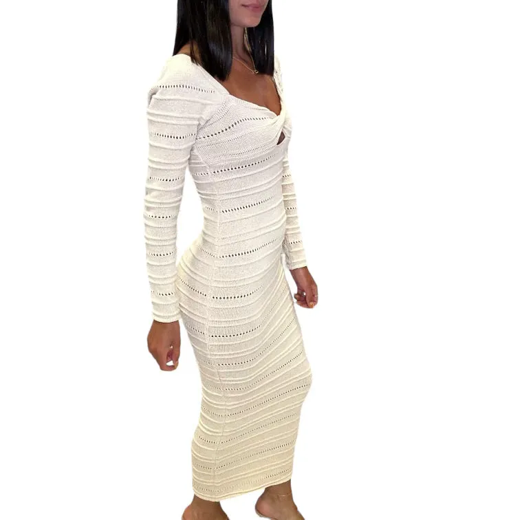 Crochet Knit Midi Dress