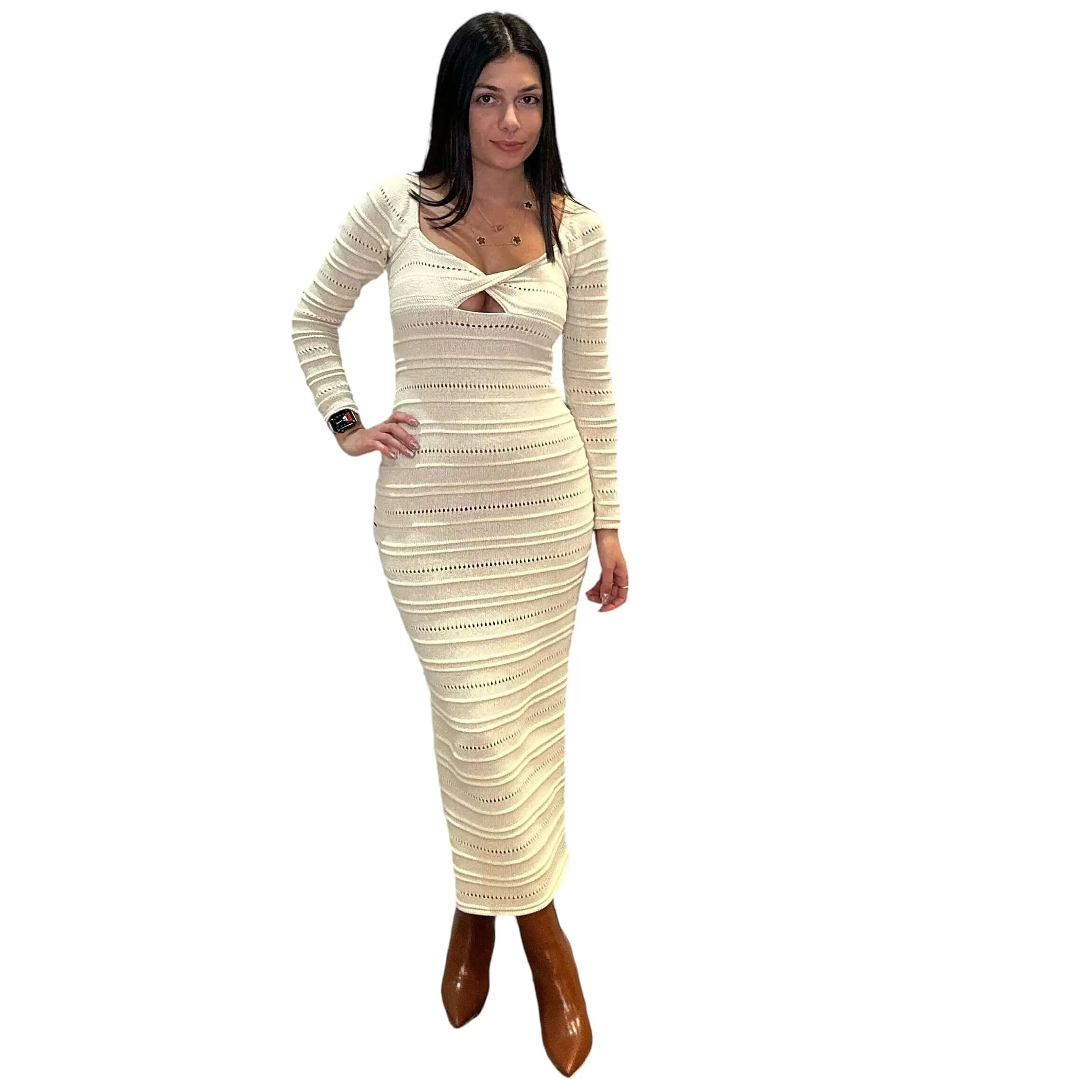 Crochet Knit Midi Dress
