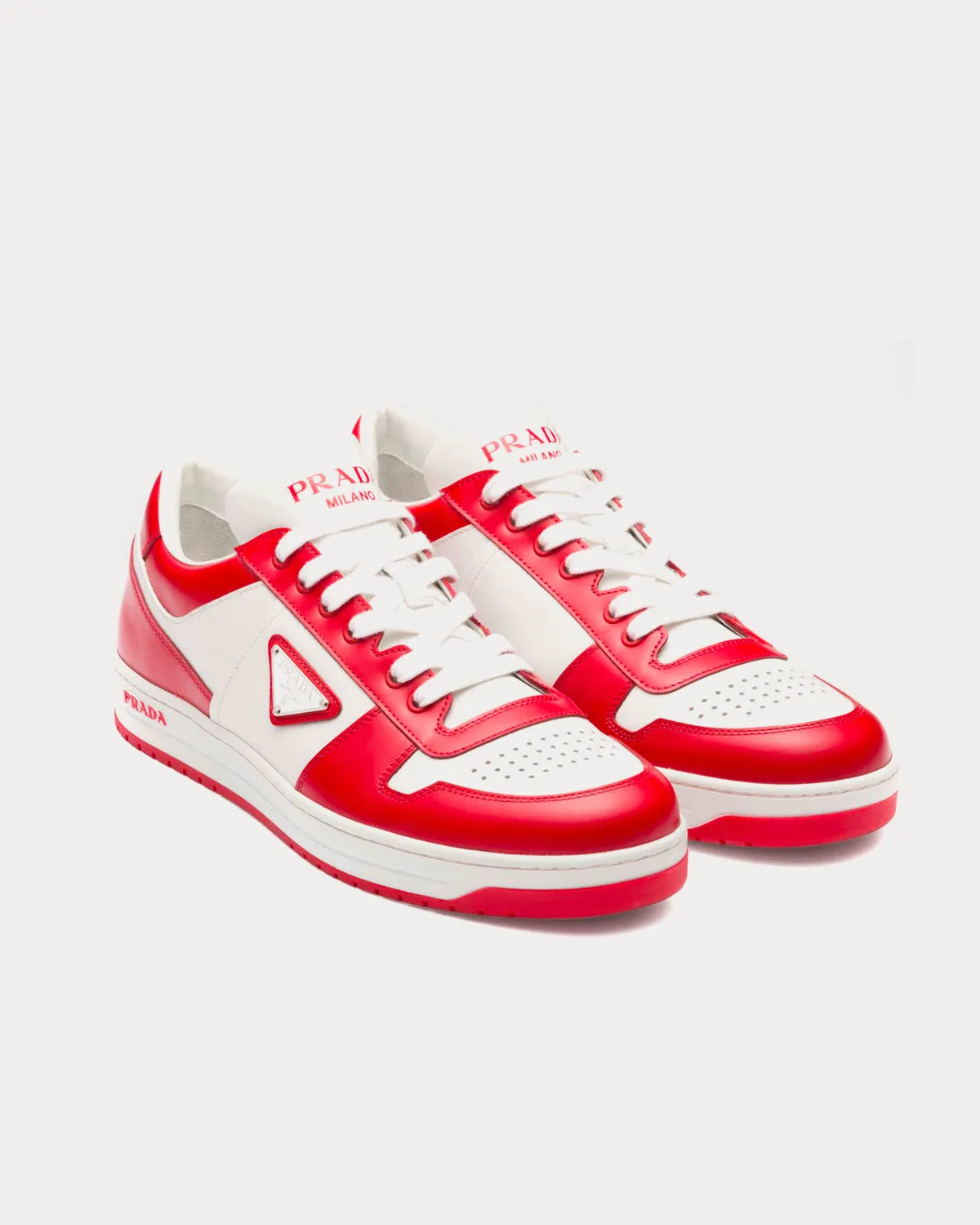 Downtown Leather White / Lacquer Red Low Top Sneakers