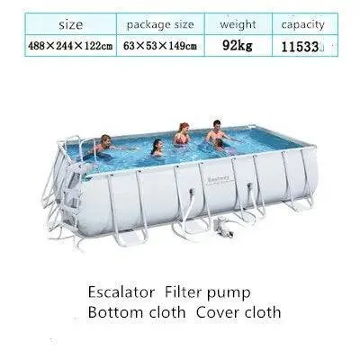 Durable Foldable PVC Swimming Pool  No-Inflation Backyard Pool with Mesh Bracket