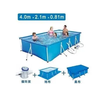 Durable Foldable PVC Swimming Pool  No-Inflation Backyard Pool with Mesh Bracket