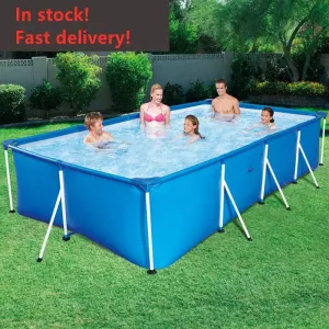 Durable Foldable PVC Swimming Pool  No-Inflation Backyard Pool with Mesh Bracket