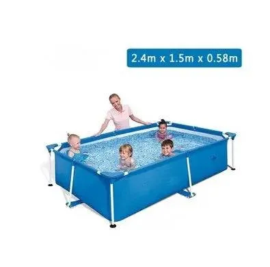 Durable Foldable PVC Swimming Pool  No-Inflation Backyard Pool with Mesh Bracket