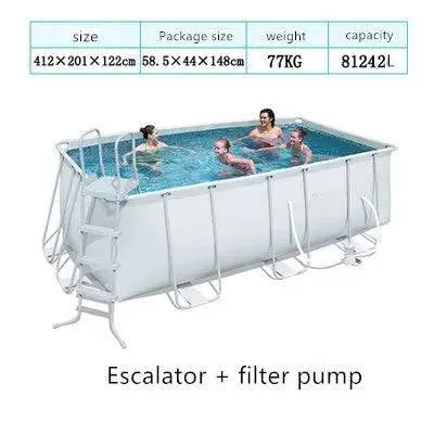 Durable Foldable PVC Swimming Pool  No-Inflation Backyard Pool with Mesh Bracket