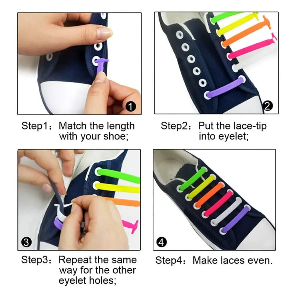 elastic lazy no-tie silicone speed laces - Pink (Kids) x2 Combo