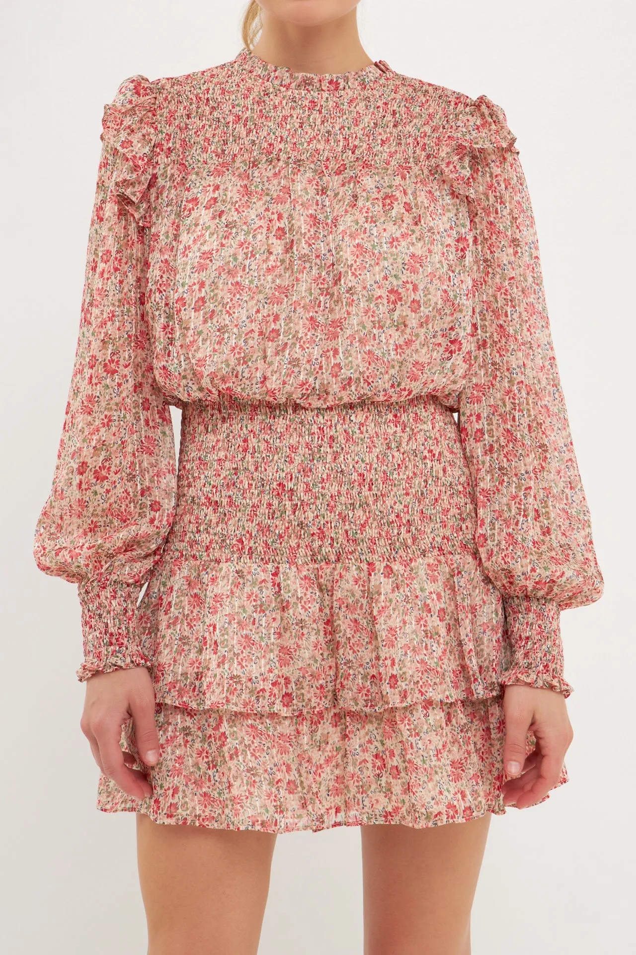 Floral Stripe Chiffon Dress