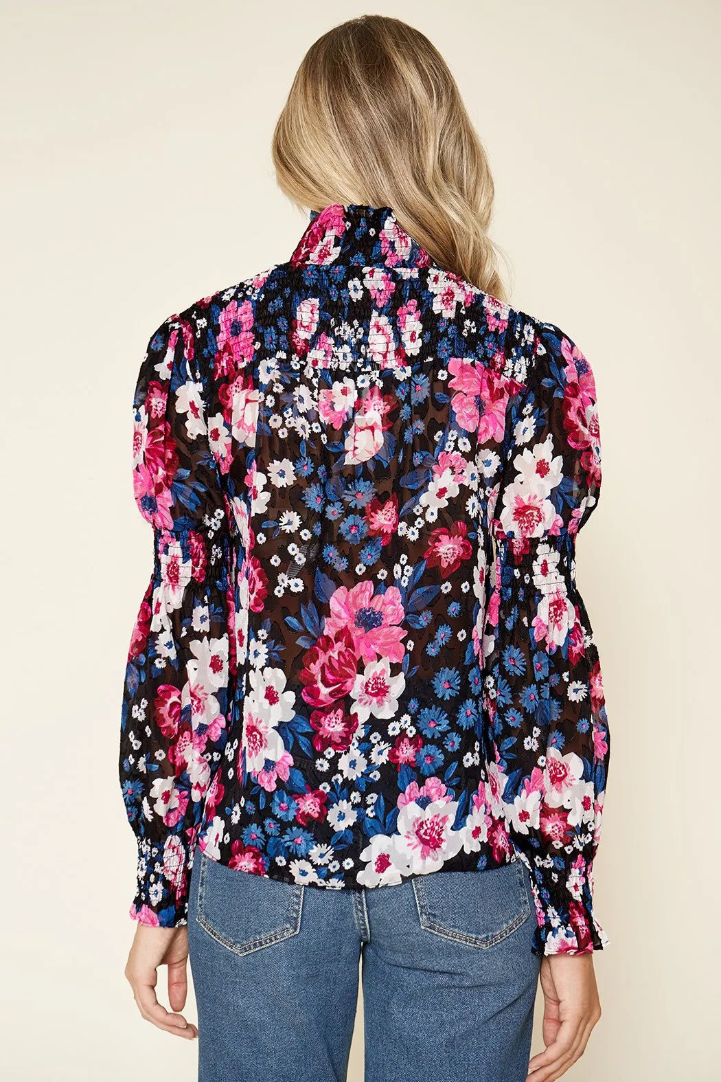 Garden State Wild Floral Mock Neck Blouse