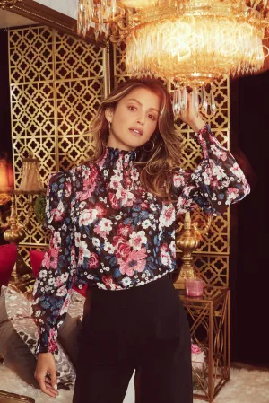 Garden State Wild Floral Mock Neck Blouse