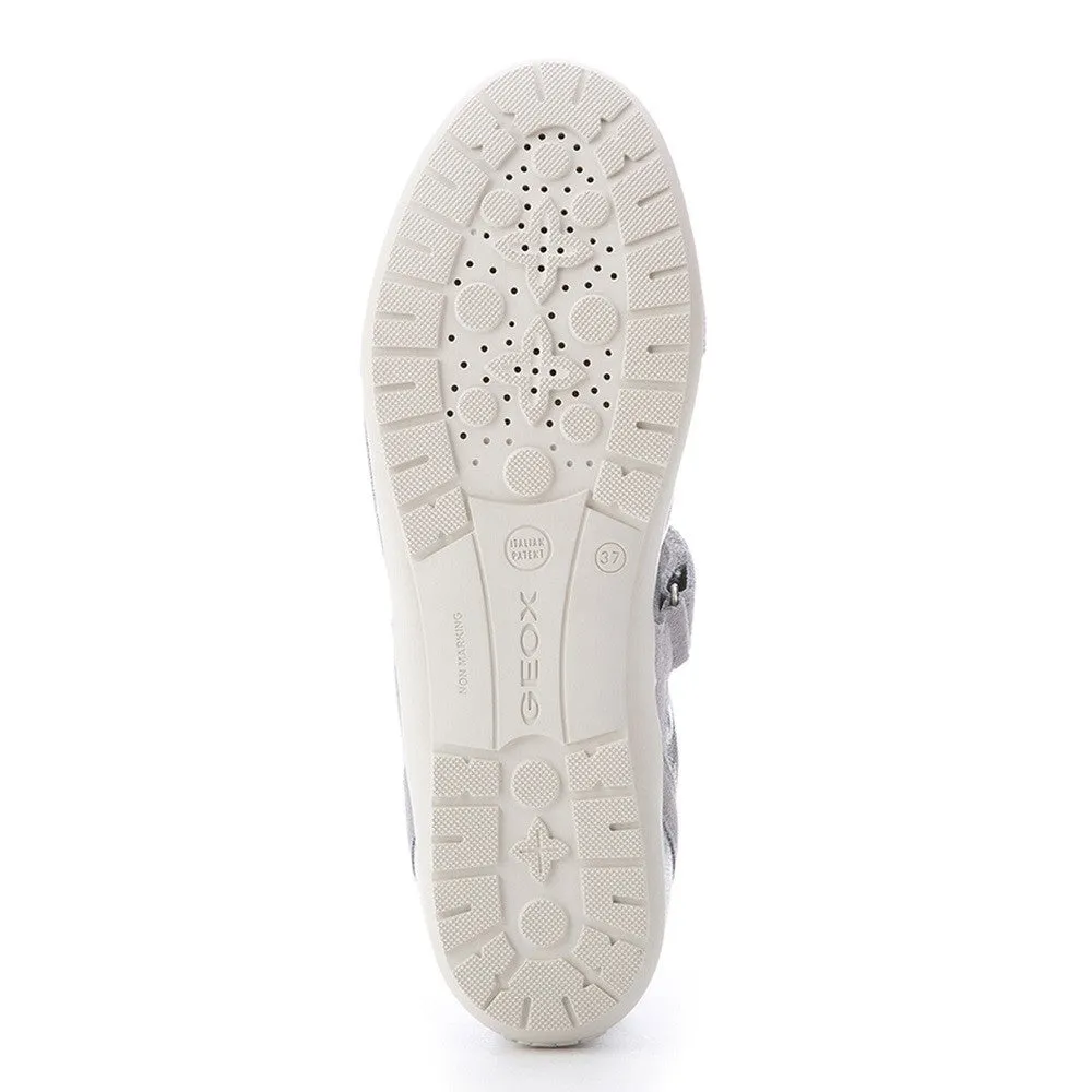 Geox J Vega Grey & Silver Velcro Shoes