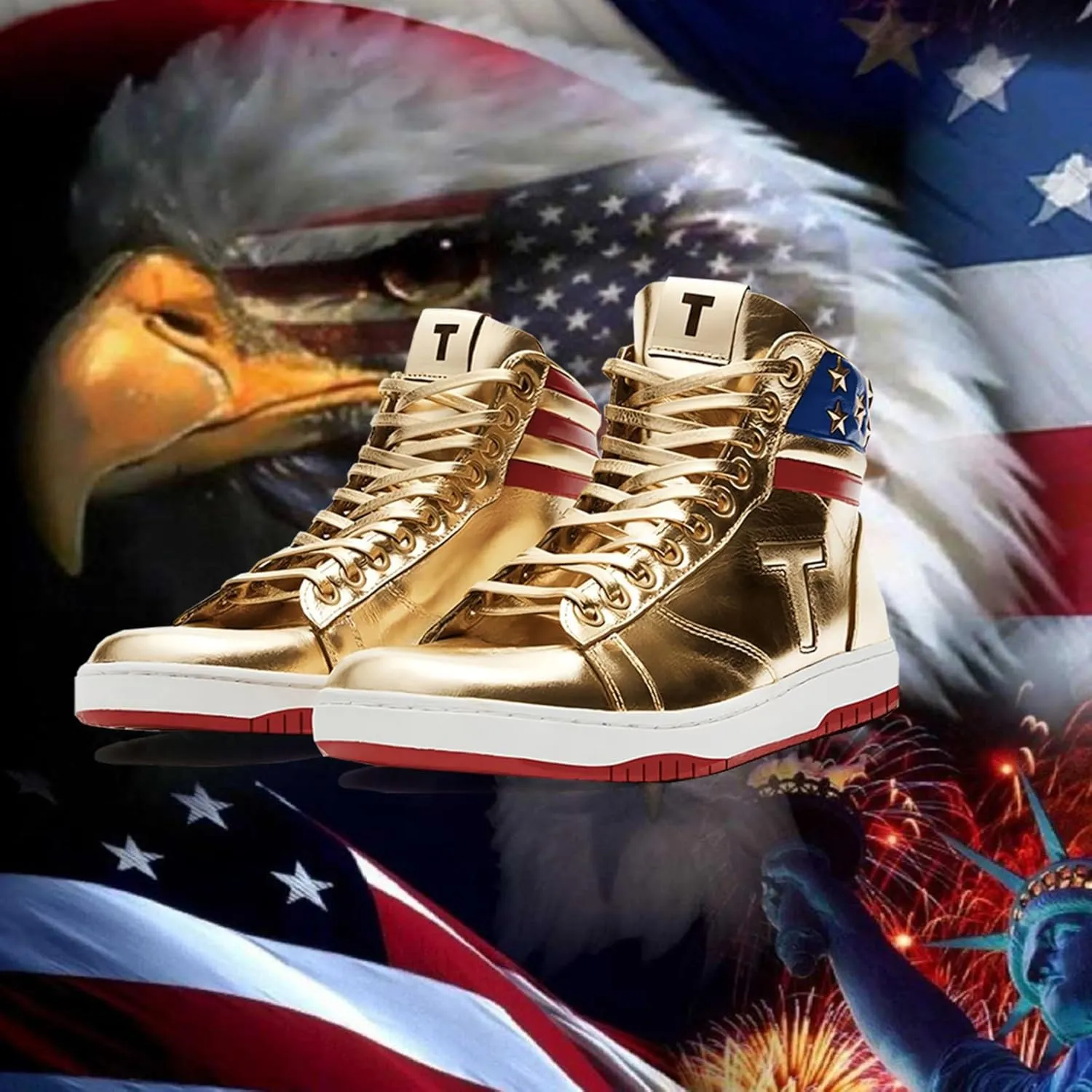 Gold Shoes 2024 MAGA Never Surrender Sneakers High Top Sneaker Gym Basketball Mens Womens Casual Shoe