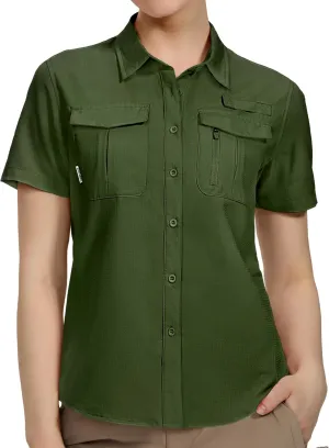 Haimont Women's Sun Protection Fishing Hiking Shirts Button Down Short Sleeve Water Resistant Quick Dry Outdoor Haimont Women's Sun Protection Fishing Hiking Shirts Button Down Short Sleeve Water Resistant Quick Dry Outdoor