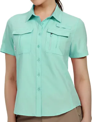Haimont Women's Sun Protection Fishing Hiking Shirts Button Down Short Sleeve Water Resistant Quick Dry Outdoor Haimont Women's Sun Protection Fishing Hiking Shirts Button Down Short Sleeve Water Resistant Quick Dry Outdoor