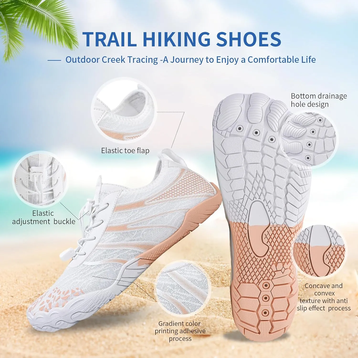 Hike Barefoot Shoes for Women Men - Quick Dry Wide Toe Box Beach Swim Athletic Sports Shoes, Non-Slip Hike Yoga Lightweight Footwear Aqua Hiking Walking Kayaking Diving Surfing