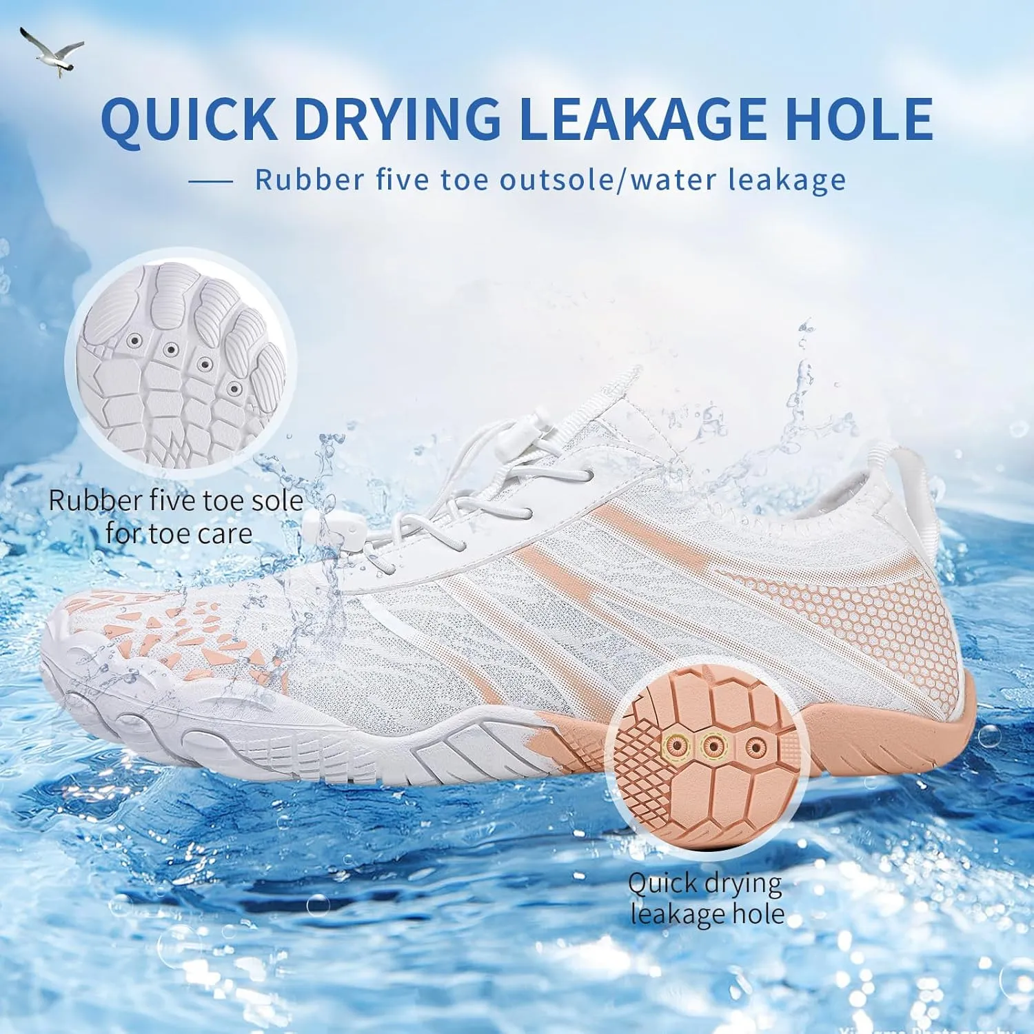 Hike Barefoot Shoes for Women Men - Quick Dry Wide Toe Box Beach Swim Athletic Sports Shoes, Non-Slip Hike Yoga Lightweight Footwear Aqua Hiking Walking Kayaking Diving Surfing