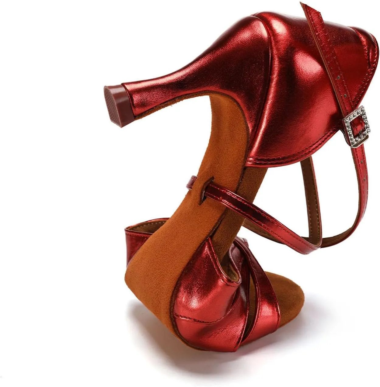 HIPPOSEUS Women's Satin Latin Dance Shoes Professional Indoors Ballroom Salsa Social Beginner Dance Practice Shoes,Model 3047