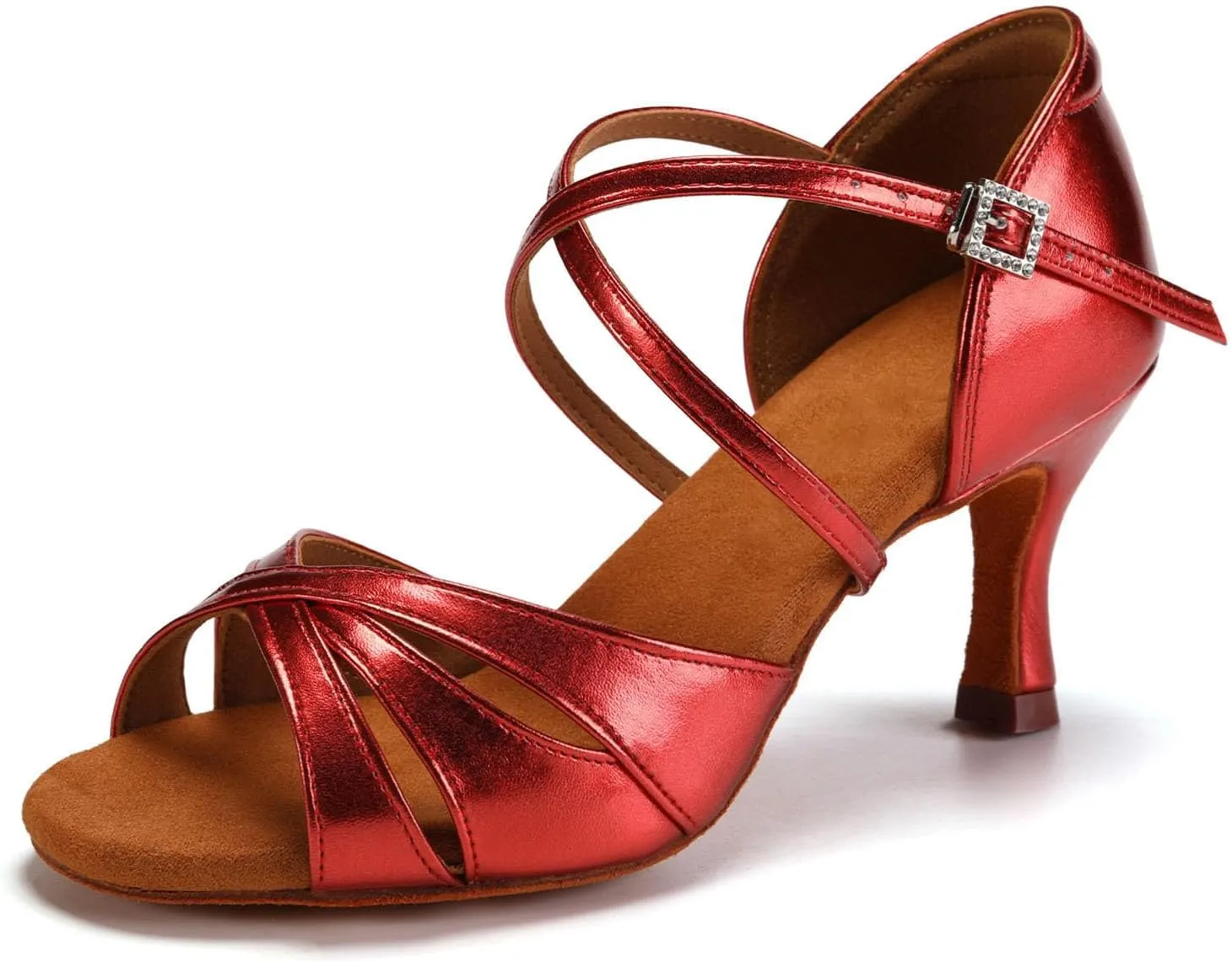 HIPPOSEUS Women's Satin Latin Dance Shoes Professional Indoors Ballroom Salsa Social Beginner Dance Practice Shoes,Model 3047