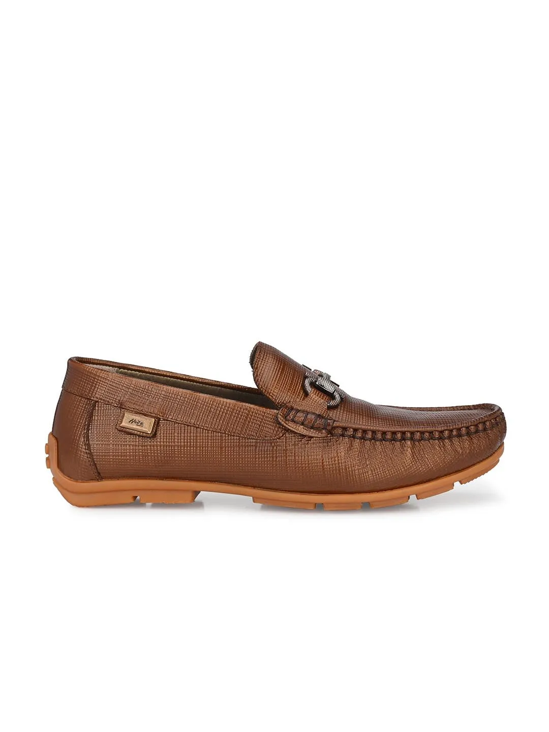 Hitz Men's Brown Leather Slip On Loafer Shoes