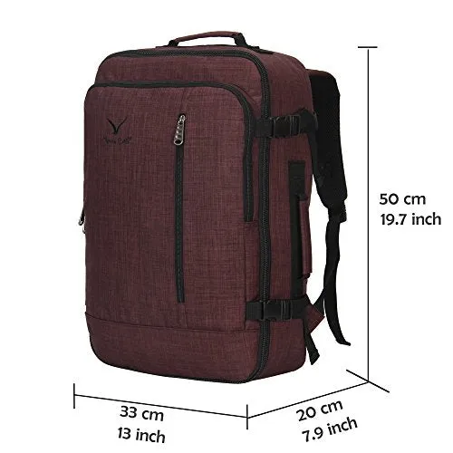 Hynes Eagle 38L Flight Approved Weekender Carry on Backpack Brown