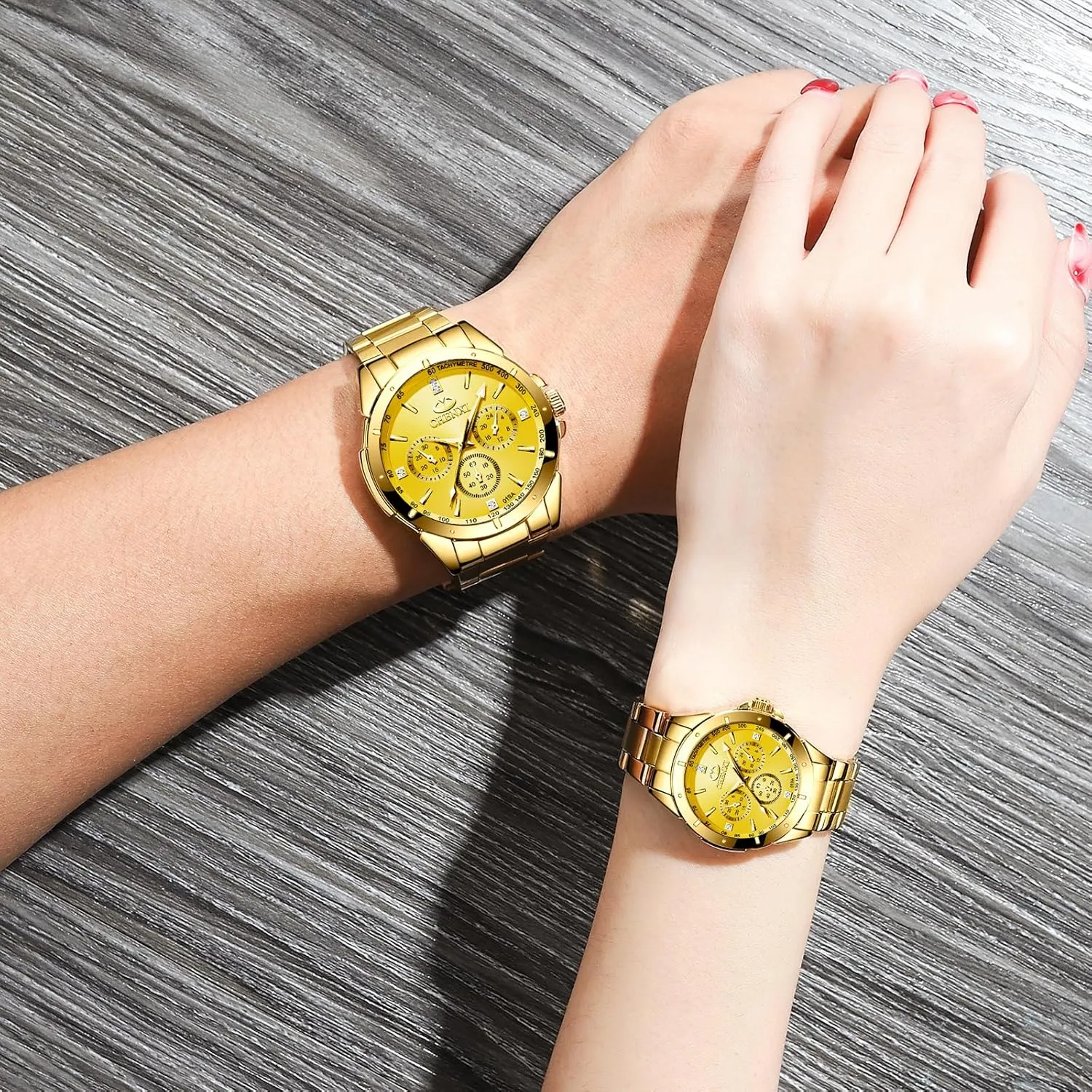 JewelryWe Mens Gold Watch Stainless Steel Round Analog Quartz Watch Business Casual Wristwatch,