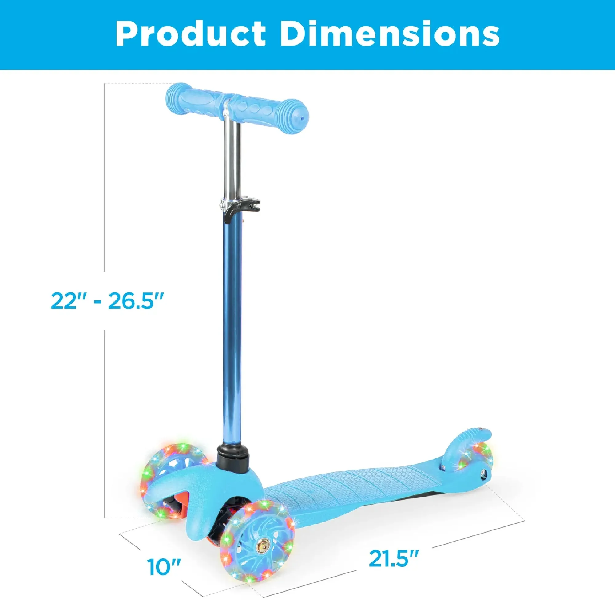 Kids Mini Kick Scooter Toy w/ Colorful Light-Up Wheels, Adjustable T-Bar