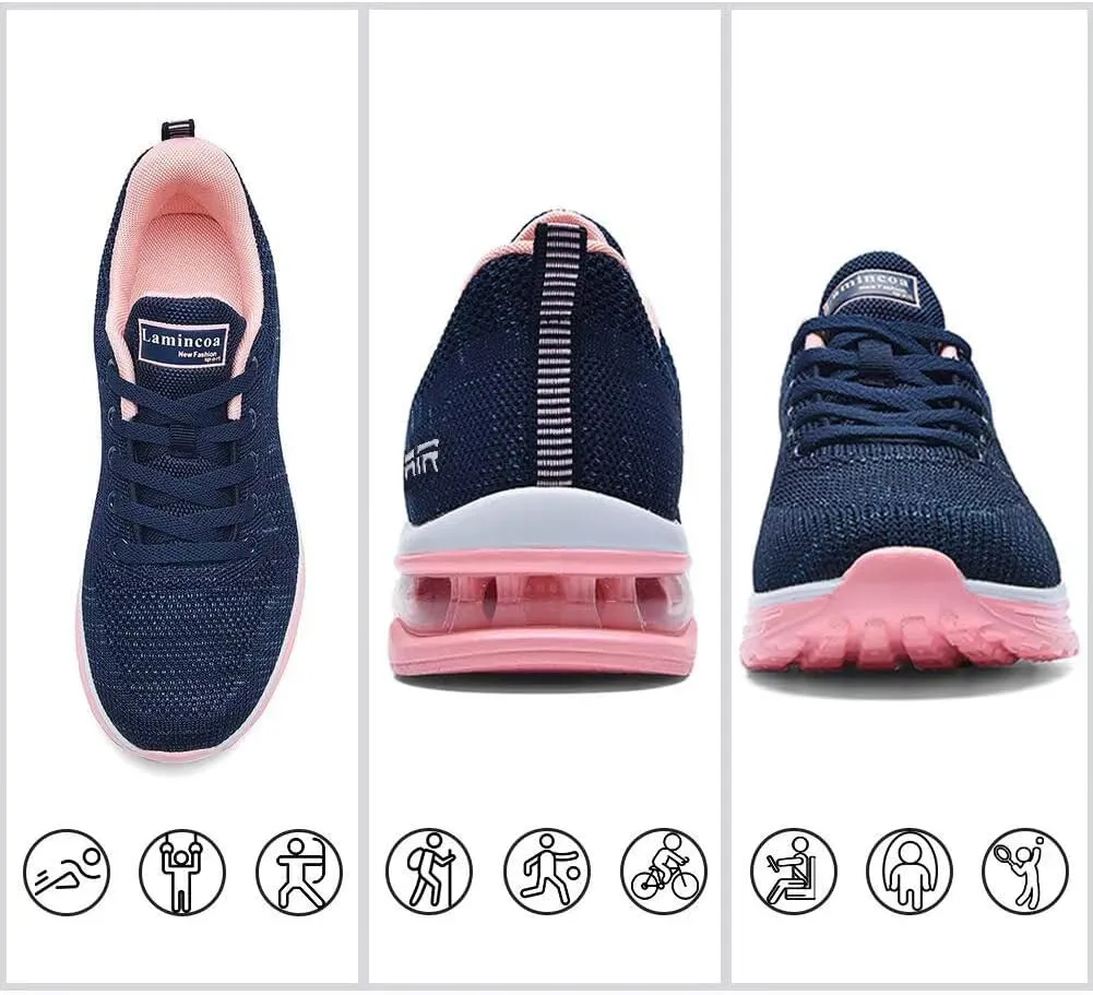 Lamincoa Womens Walking Shoes Lightweight Running Shoes Womens Tennis Shoes Non Slip Air Shoes Breathable Mesh Air Cushion Sneakers for Gym Workout Sports