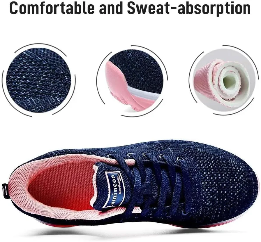 Lamincoa Womens Walking Shoes Lightweight Running Shoes Womens Tennis Shoes Non Slip Air Shoes Breathable Mesh Air Cushion Sneakers for Gym Workout Sports