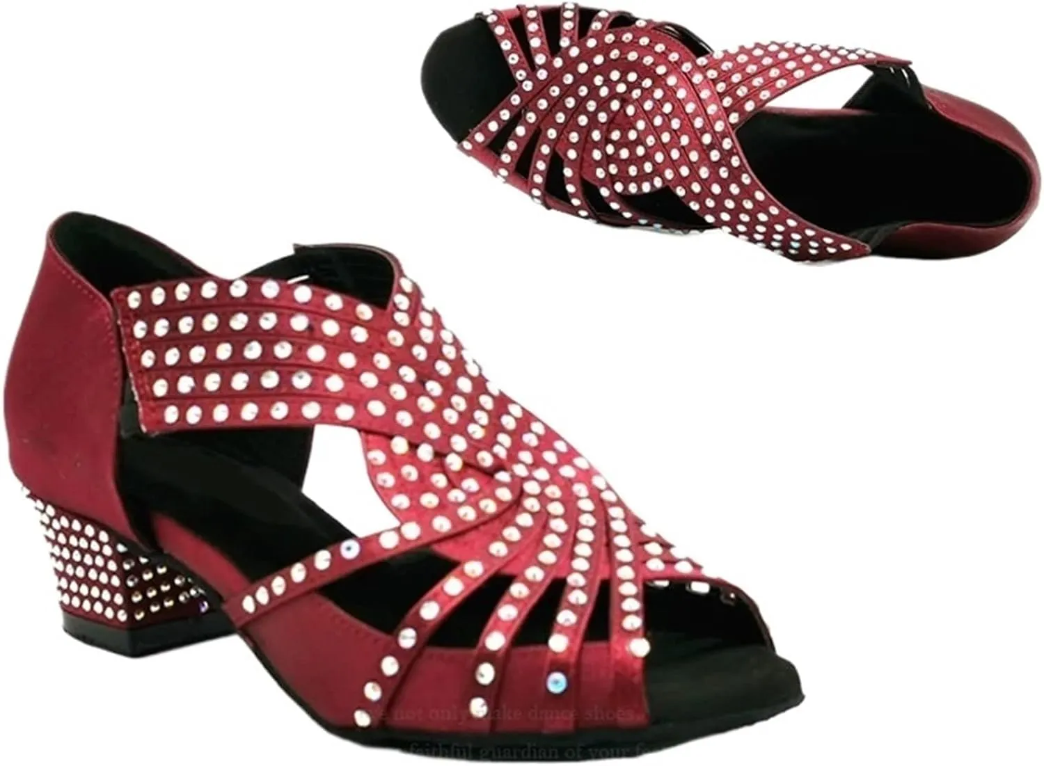 Latin Dance Shoes for Women Salsa Dance Shoes Girl Ballroom Shoes for Women Latin Dance Shoes Latin Shoes Rhinestone(Red Heel 4.5cm,11)