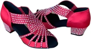 Latin Dance Shoes for Women Salsa Dance Shoes Girl Ballroom Shoes for Women Latin Dance Shoes Latin Shoes Rhinestone(Red Heel 4.5cm,11)