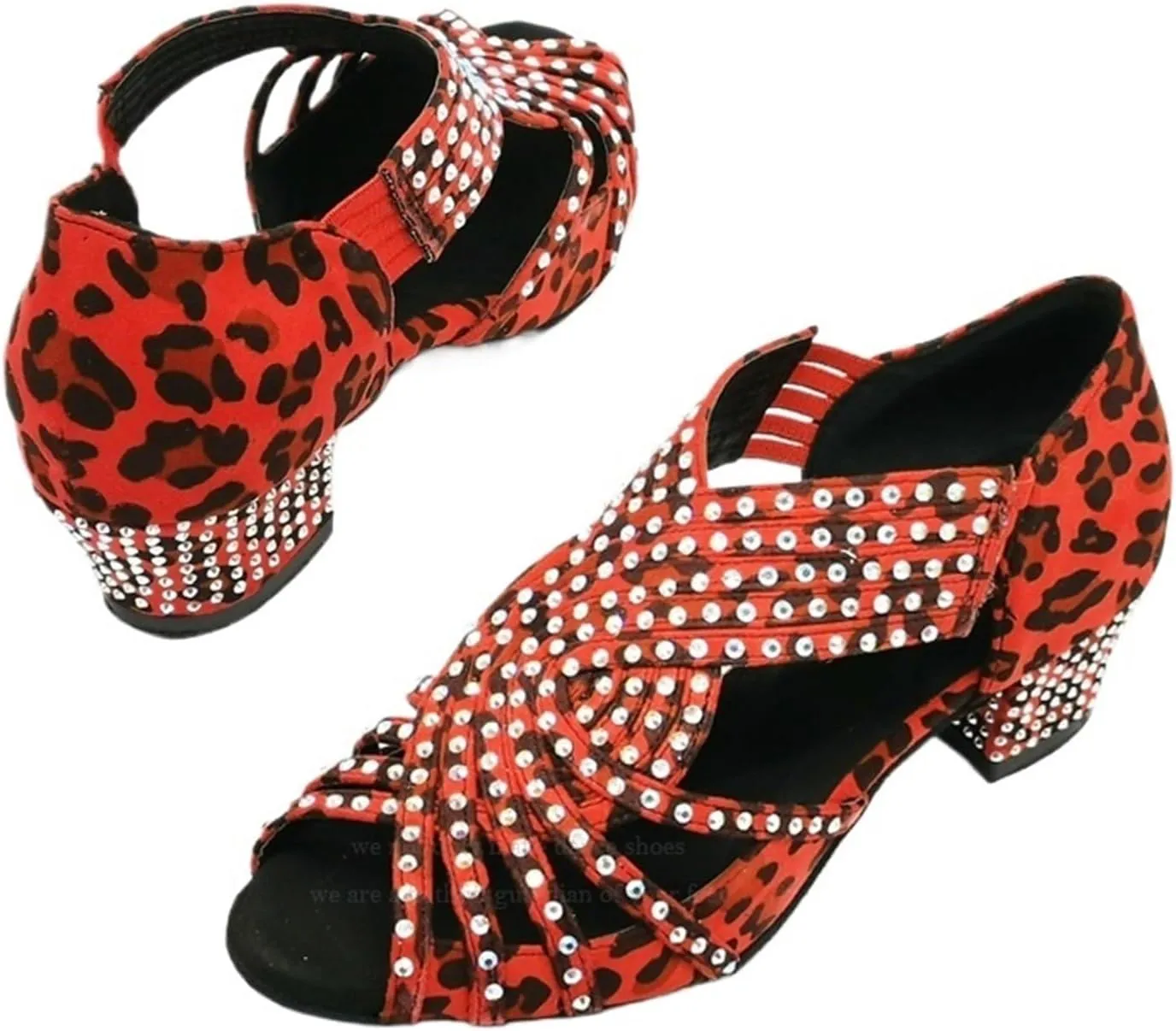 Latin Dance Shoes for Women Salsa Dance Shoes Girl Ballroom Shoes for Women Latin Dance Shoes Latin Shoes Rhinestone(Red Heel 4.5cm,11)