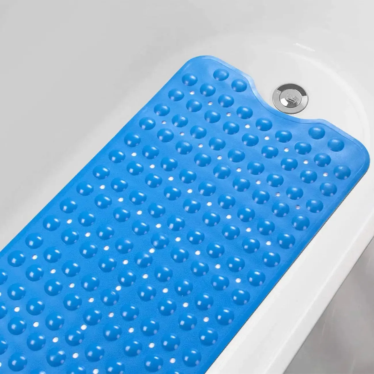 LifeKrafts Experia Anti-Slip with Suction Cup Bath Mat, 100*40cm (Blue Color with Soft-Pebble)