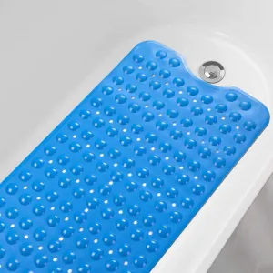 LifeKrafts Experia Anti-Slip with Suction Cup Bath Mat, 100*40cm (Blue Color with Soft-Pebble)