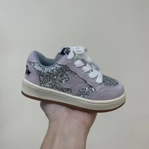 Light Pink & Silver Sequin High Qualiy Star Sneakers
