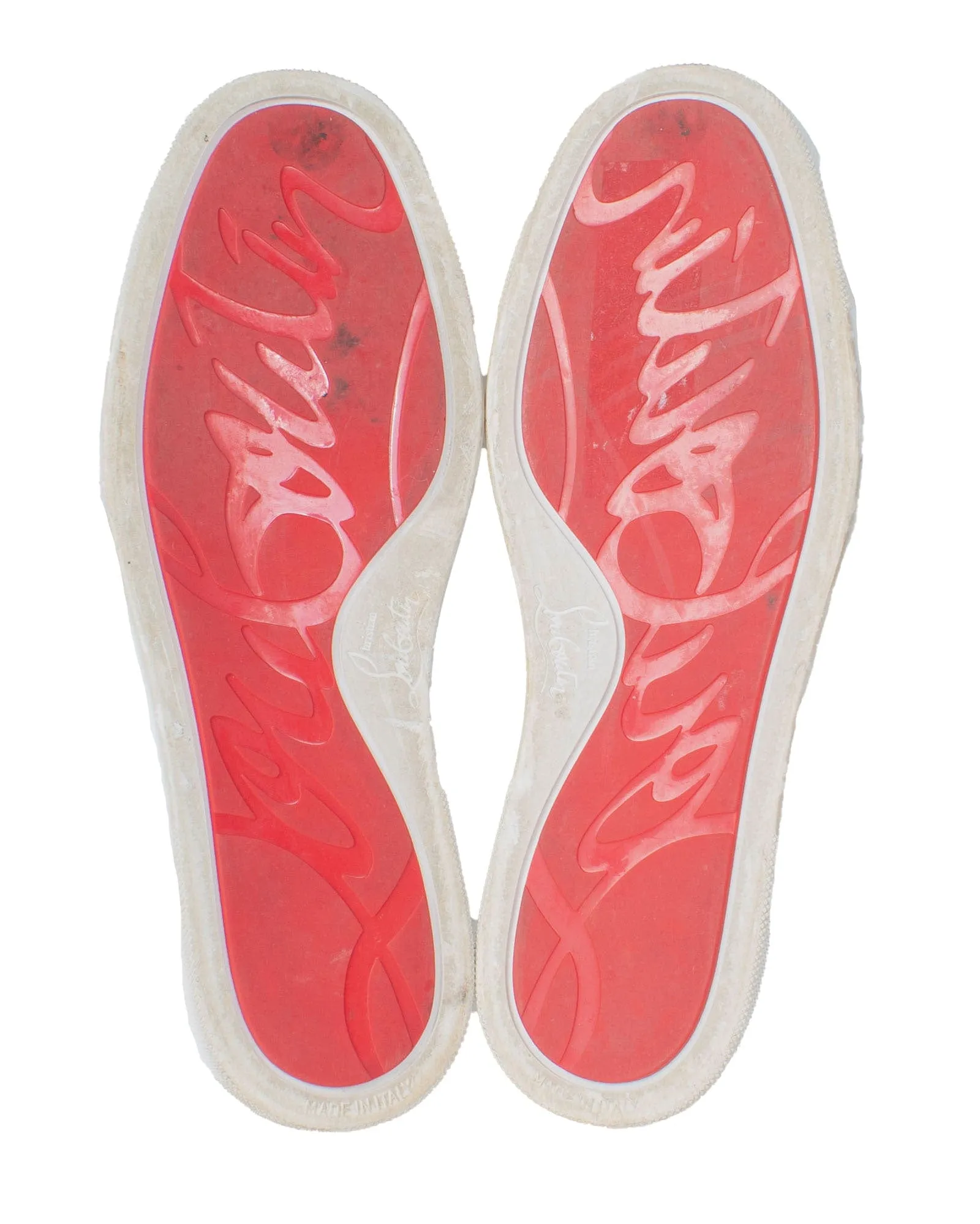 Louboutin White Leather Velcro Sneakers