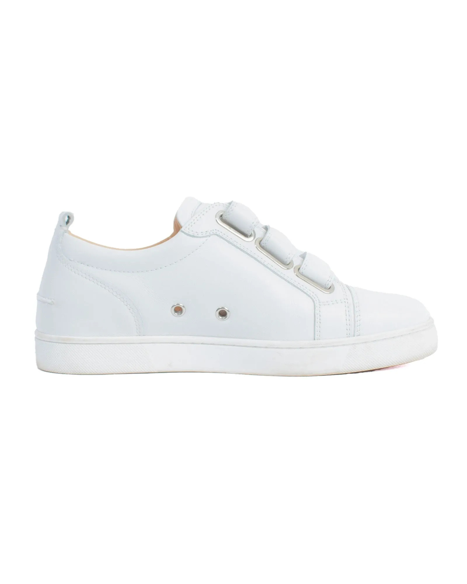 Louboutin White Leather Velcro Sneakers