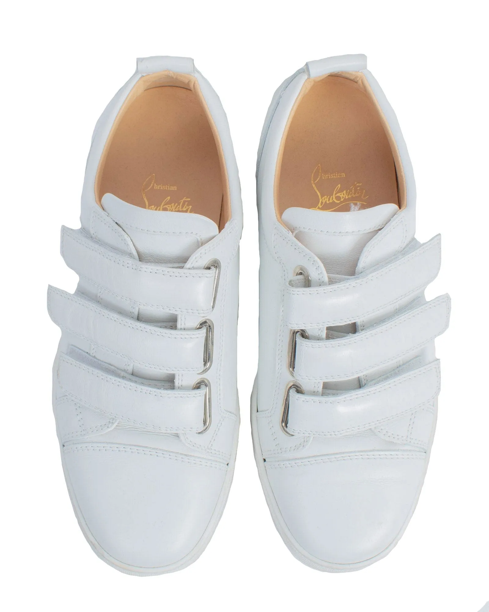 Louboutin White Leather Velcro Sneakers
